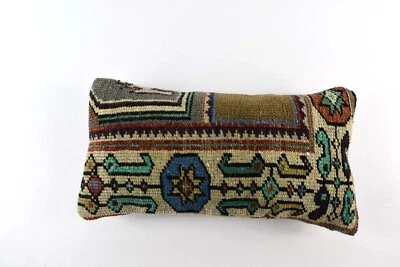 Turkish Cushion Cover 8"x16" Handmade Vintage Boho Ethnic Throw Pillow Case 4435 - Image 1 of 4