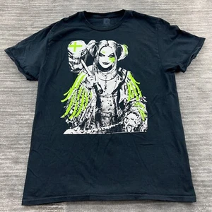 Harley Quinn Shirt L Youth Birds of Prey Feathers DC Comics Black Tee T-shirt - Picture 1 of 6