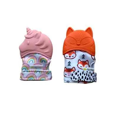 Baby Infant Silicone Teething Mittens Adjustable Teether Gloves Bundle BPA Free - Image 1 of 4