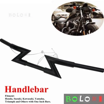 Z-образный руль мотоцикла 1 дюйм для Harley Softail Sportster Honda Suzuki Yamaha - Изображение 1 из 4