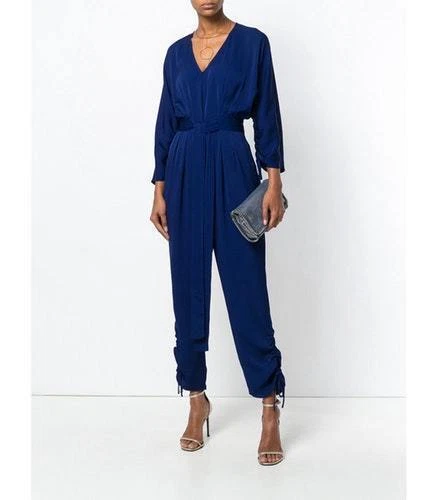 STELLA MCCARTNEY Sapphire Drawstring Tie Belted Silk Cady Jumpsuit 12 US = 46 - Image 1 of 4
