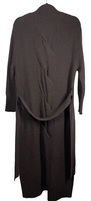 Cárdigan Largo 360 Calavera Cachemira XS Mujer Suéter Marrón Acanalado Torcido Cinturón $648 Foto 1 de 4