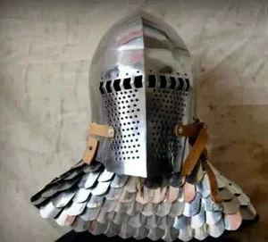 Casco Medieval Bascinet Acero 18GA SCA Armadura LARP Hounskull Cara de Caballero Grande - Imagen 1 de 8