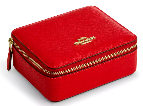 Portagioie grande Coach nuovo con etichetta pelle incrociata elec. Rosso con ferramenta oro CR751
