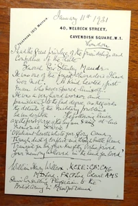 Ritter Phisiker William Henry Willcox (1870-1941) signierter Brief RE: Gen Maude - Bild 1 von 2