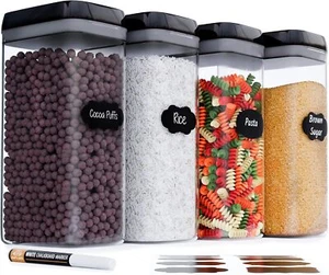 Airtight Food Storage Boxes with Labels - Kitchen Storage -Flour, Cereal, Pasta - Picture 1 of 7
