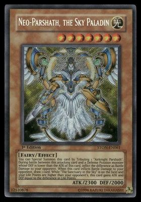 Yugioh! Neo-Parshath, The Sky Paladin STON-EN061 Secret Rare 1st Ed HP - Image 1 of 2