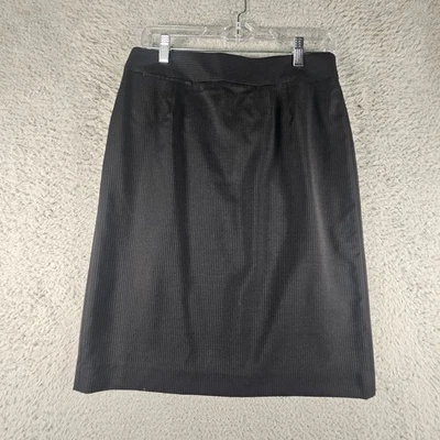 Falda de lana J Crew de colección para mujer 6 negras a rayas hasta la rodilla Preppy oficina carrera Foto 1 de 4