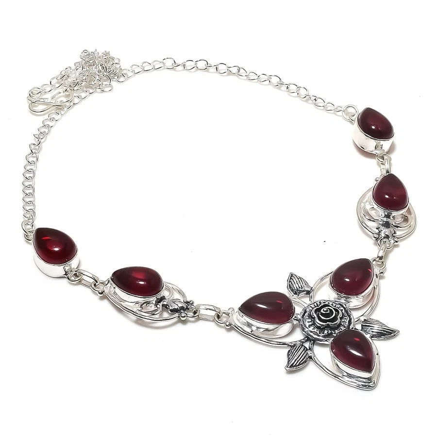 Red Carnelian Gemstone Handmade 925 Sterling Silver Jewelry Necklace Size 18" - Image 1 of 1
