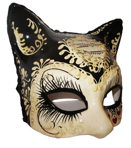 CAT 1 - A QUALITY, ITALIAN, HANDPAINTED FEMALE CAT MASK, 'LOVE' DESIGN. - Picture 1 of 4