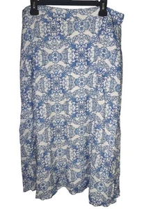 Joie blau & weiß A-Linie Midi Viskose Rock XL neu ohne Etikett verzierter Druck Hüfttaschen - Bild 1 von 7
