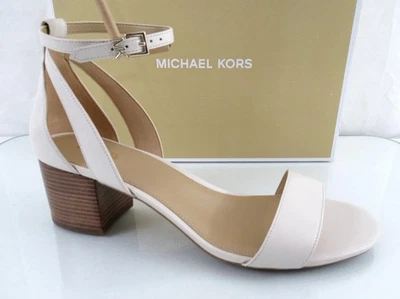 Michael Kors Cardi Flex Mid Block Heel Ankle Strap Sandals Light Cream Size 10 - Image 1 of 4