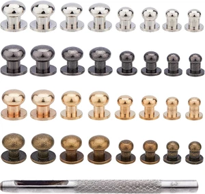 64 Sets 4 Colors Button Studs, 7 8 9 10Mm Metal Studs Rivets Screwback Spots Met - Picture 1 of 8