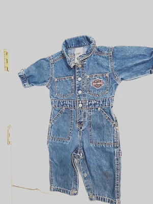 Haley Davidson BABY "Born to Ride" Long Sleeve Denim Coveralls 3-6 months - Image 1 of 4