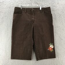 Christopher & Banks Bermuda Shorts Womens 16 Brown High Rise Embroidered Zip Fly