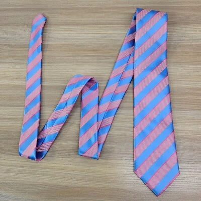 Repp Stripe Tie Mens Blue Pink Regimental TIEMART Bold Wedding ALEXANDER LOGAN - Image 1 of 4