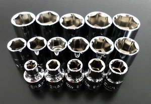NEW Craftsman 16pc 3/8" Metric 6pt Socket Set, 6-21mm, Shallow/Standard, Chrome - Picture 1 of 2
