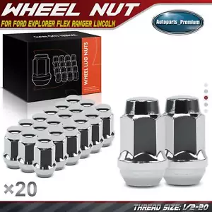 20x 1/2-20 Front & Rear Wheel Lug Nut for Ford Explorer Dodge Challenger Lincoln - Picture 1 of 9