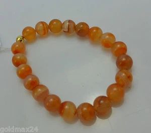 Vintage Karneol Armband mit vergoldeter Schließe / gefädelt auf Kunststoff - Bild 1 von 3