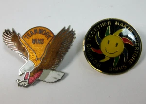 vintage lot 2 Teamwork Working Together team building positive pins eagle sun - Picture 1 of 5