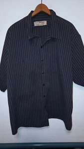 VTG WEAR-GUARD Striped Mens Sz 5XL Reg Blue Button-Up Short Sleeve Shirt - Picture 1 of 6