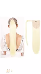 SEIKEA Wrap Around 28” Ponytail Straight Hair Extension Clip White Blonde L2 - Picture 1 of 7