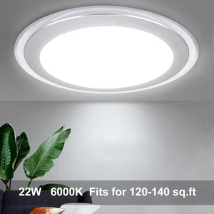 LED Ceiling Light Round LED Disk Light 22W (180W Equivalent) Cool White 13IN - Picture 1 of 8
