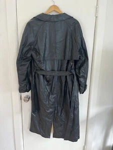 Baracuta Black Leather Trench Coat M - Picture 1 of 8