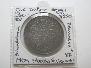 1909 Dollar Straits Settlements Silver Coin RARE Mintage British Malaya #1909.1 - Foto 1 di 8