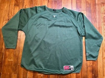 Camiseta Rawlings masculina XL verde beisebol aquecimento grosso manga longa Texas Longhorn - Imagem 1 de 4