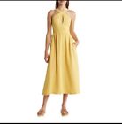 REISS Orla Yellow Fit And Flare Halterneck Midi Dress Size UK 12