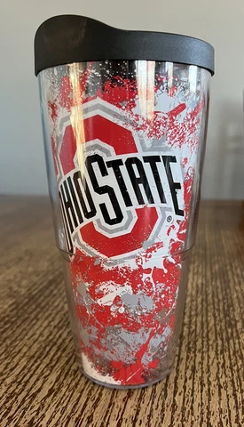 Tervis Tumbler Travel Drink Cup Ohio State Buckeyes Black Lid 24 oz Cover
