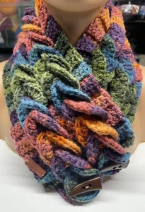 Calentador de cuello trenzado multicolor colorido acrílico impresionante hermoso grueso - Imagen 1 de 3