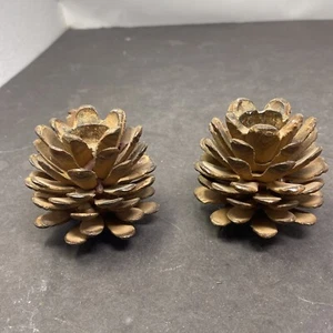 2 Vintage Gusseisen Kiefernzapfen Kegel Kerzenhalter 3" - Bild 1 von 2