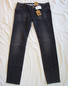 LEROCK Black Swarovski Crystal Embellished Distressed Denim Jeans 30 - Bild 1 von 3