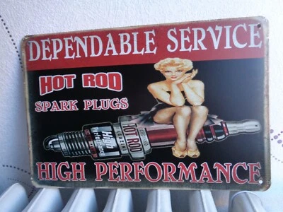 TOLE METAL PIN UP BOUGIE HOD ROD 20 X 30 CMS NO PLAQUE EMAILLEE ANCIENNE VINTAGE - Photo 1/2