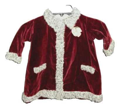 Antique Victorian Childs Coat ~ Red Velvet Wool Trim ~ Rose Accent ~ Girls - Image 1 of 4