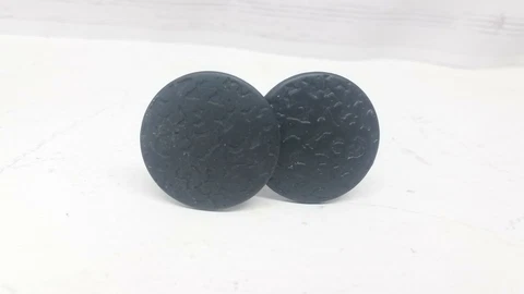 Pair Black  Antique Textured Round Metal Drawer Knobs Cover