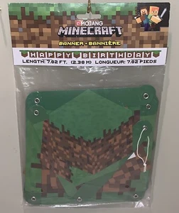 Minecraft 7.82 ft Happy Birthday Banner Large Jointed Gamer Party Decor Mojang - Picture 1 of 8