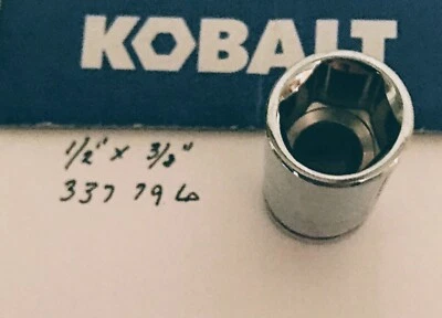 Kobalt 1/2" x 3/8" Dr Standard Chrome Socket 6 Pt  # 337796 Free USA  Shipping - Image 1 of 4