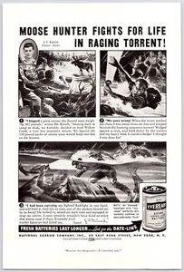 1934 ~ Eveready Taschenlampe Batterie ~ Elchjäger ~ Vintage Print Werbung - Bild 1 von 2