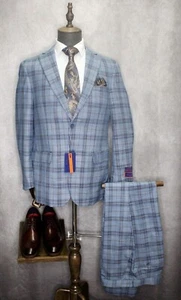 Traje Formal Para Hombre Giorgio Fiorelli Ajuste Moderno 2 piezas Azul/Marrón A Cuadros G79718 - Imagen 1 de 7