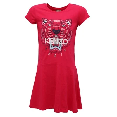 6646K abito bimba GIRL KENZO KIDS vestito cotton fuxia dress - Immagine 1 di 4