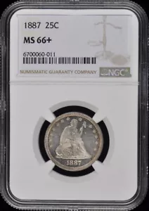 1887 Seated Liberty Quarter 25C NGC MS66+ - Picture 1 of 4