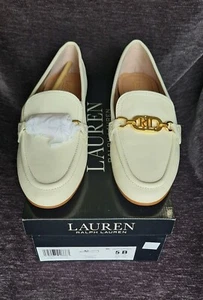 Nuevo Ralph Lauren Polo Mujer Averi Nappa Mocasín Crema Marfil Talla 5 - Imagen 1 de 5