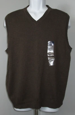 NWT Consensus Brown V-Neck Sweater Vest Mens Size L Chest 44 Stretch 30842 - Image 1 of 4