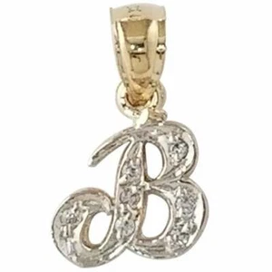 14K Gold Initial Letter B Pendant Charm Initial Pendant Necklace - Picture 1 of 6