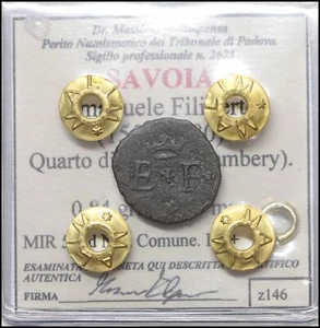 Savoia Emanuele Filiberto Quarto di soldo Non Comune moneta stati preunitari - Imagen 1 de 5