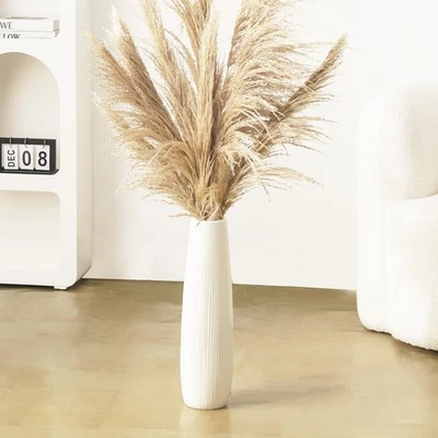 Jarrón grande de cerámica blanco, florero de piso de 18" de alto, floreros decorativos grandes para... Foto 1 de 4