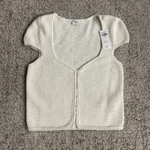 Abercrombie & Fitch Crochet Button-Through Top Women's Size Medium Cap Sleeve - Picture 1 of 7